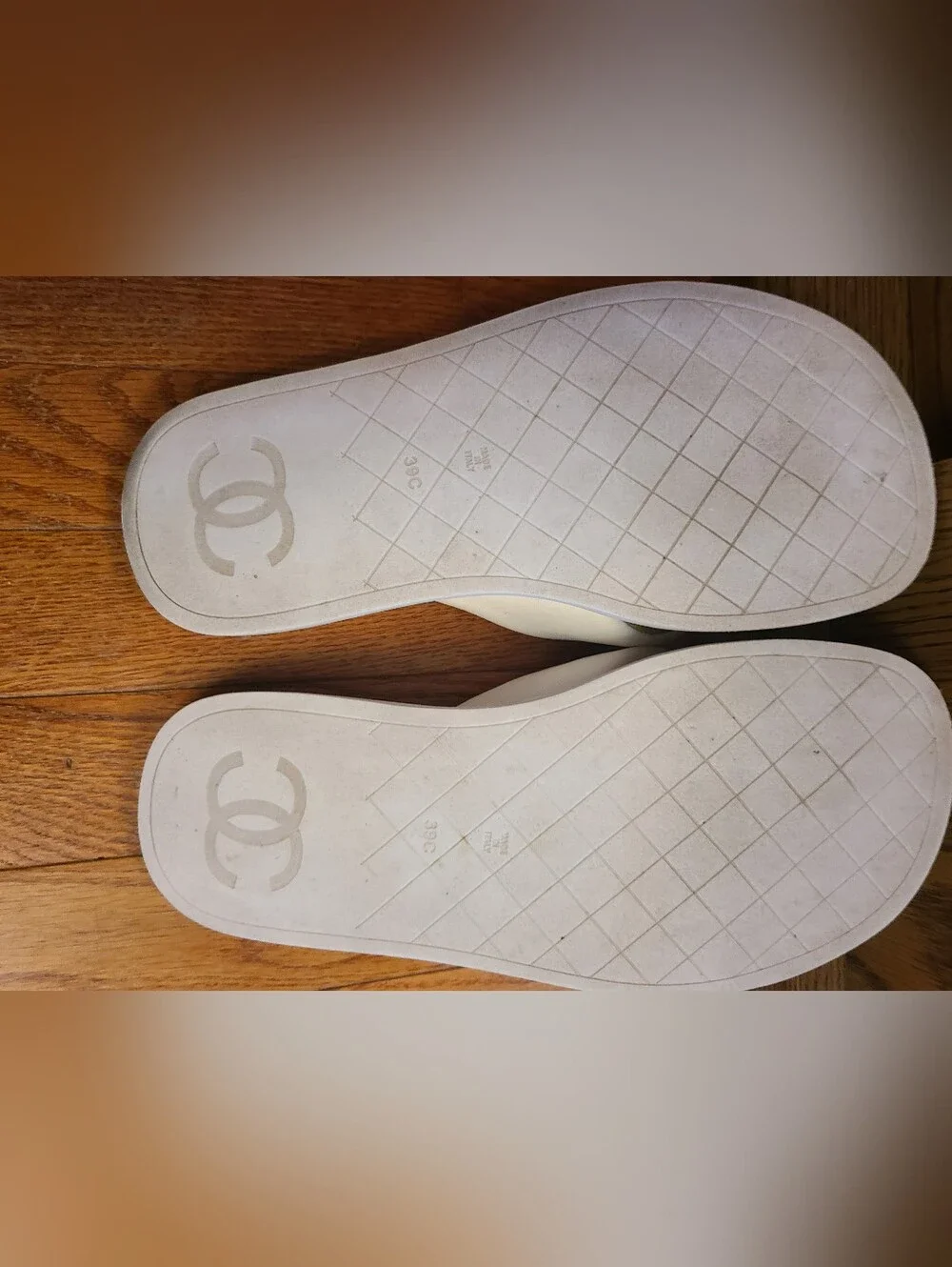 Chanel White Soft Flip Flops